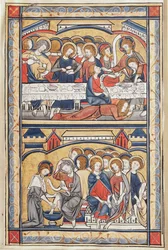 La última cena y el lavado de pies, c.1260